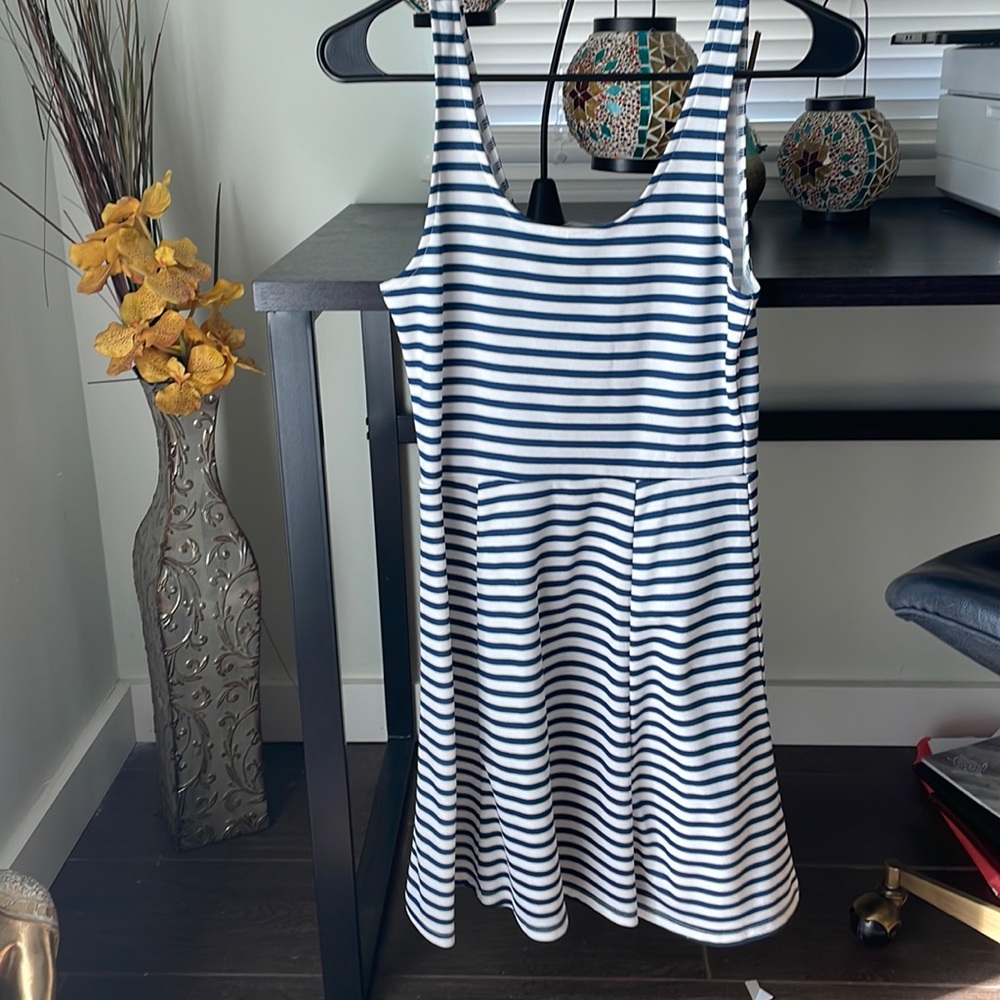Navy and white sundress